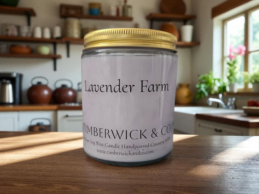 Medium 250g LAVENDER FARM Candle Gold lid