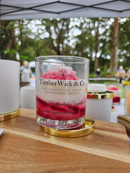 LARGE JAR CANDLE Gold Lid with Flower
