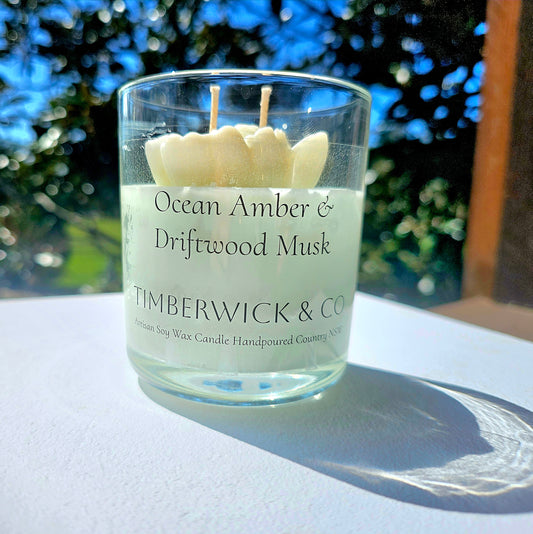 Ocean Amber & Driftwood Musk Candle - Large 500g Double Wick