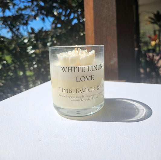 White Linen Love Scented Candle - Large 500g Cotton Wicks