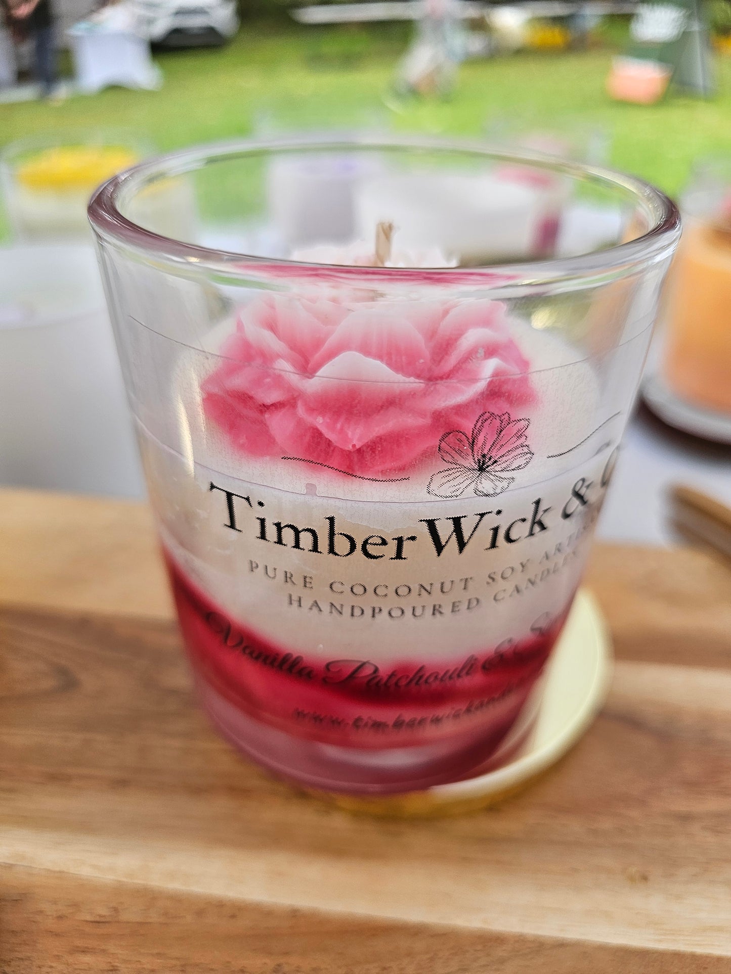 LARGE JAR CANDLE Gold Lid with Flower