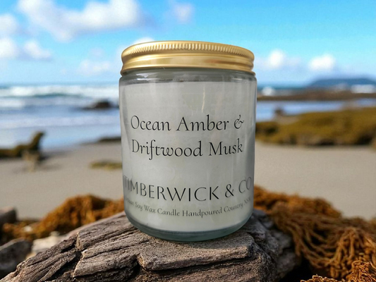 Ocean Amber & Driftwood Musk Candle - Medium 250g Cotton Wicks