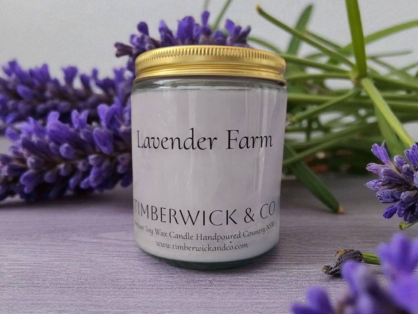Medium 250g LAVENDER FARM Candle Gold lid