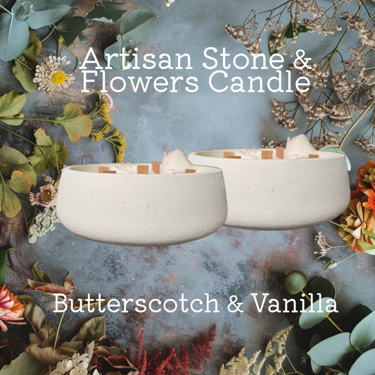 Limited Edition Candle STONE & FLOWERS 5 Natural Wicks
